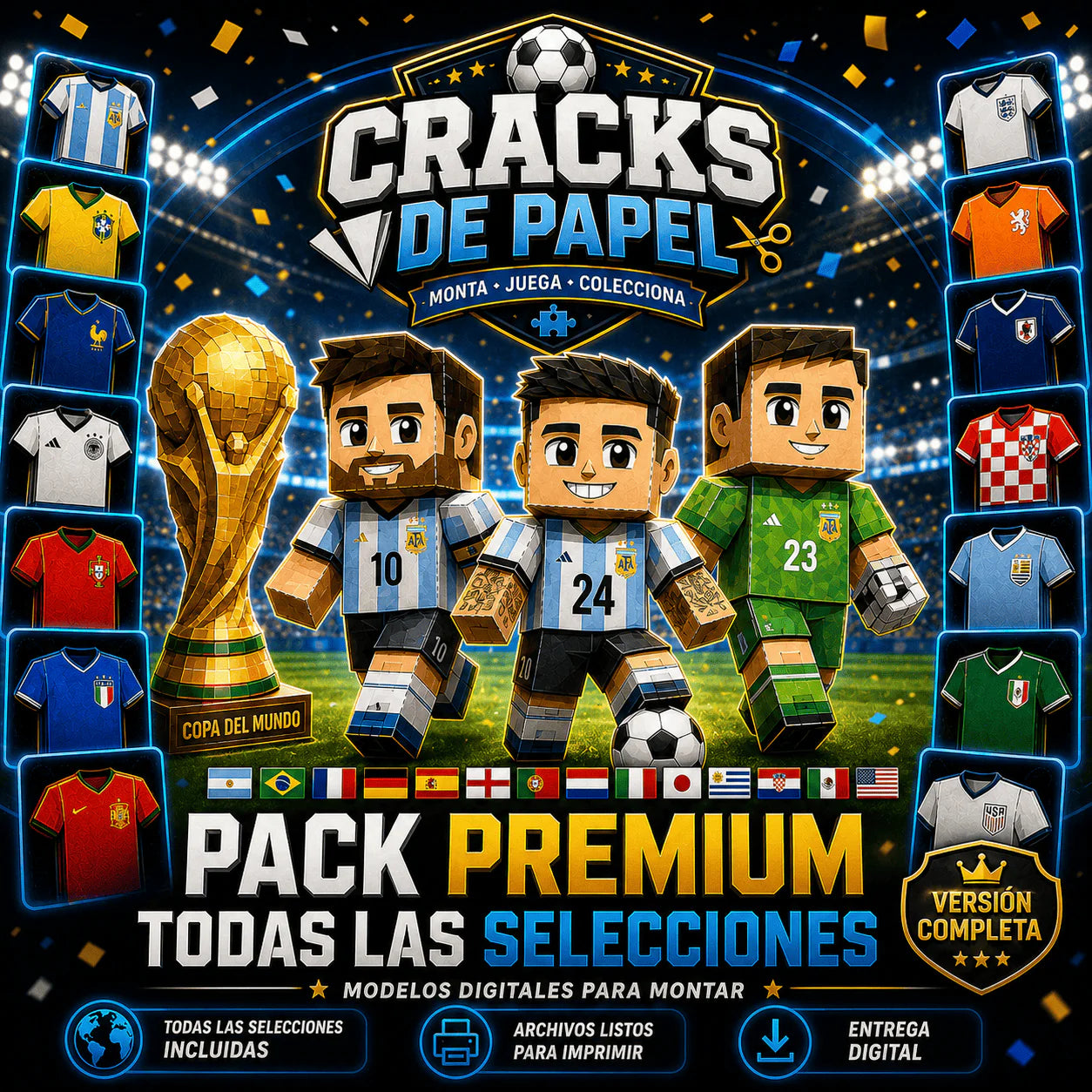 70 Plantillas para Armar Muñecos de Papel - Pack 70 Cracks del Futbol ⚽️🌎